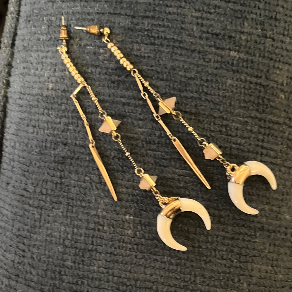 FP Movement by Free People Gold and Cream Crescent Earrings